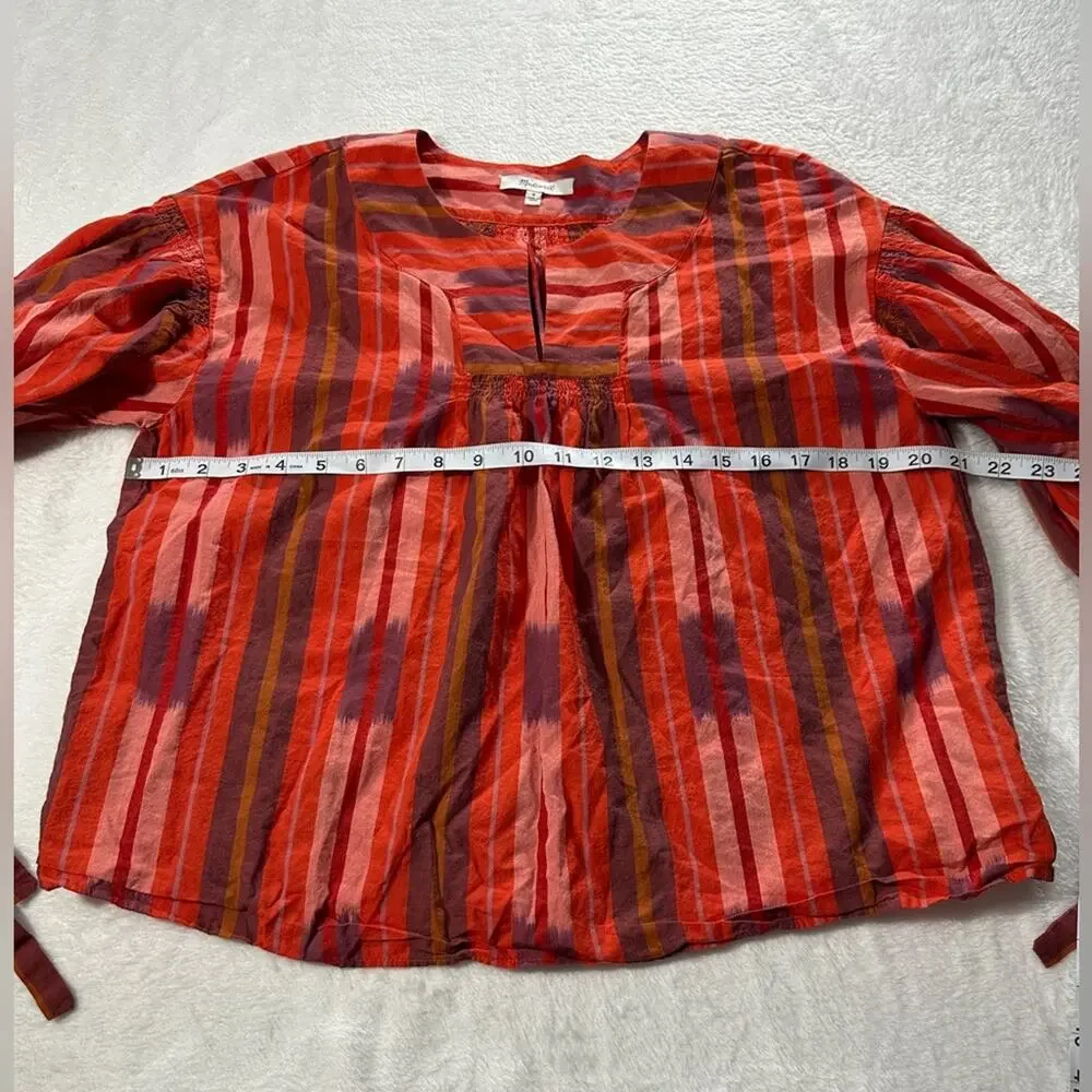 Madewell Ikat Peasant Popover Top puffed sleeve size small